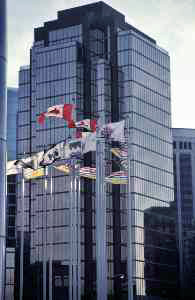 UP043 Canada Place: flags and glass building
