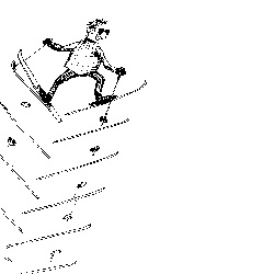 Skifahrer im Graetenschritt